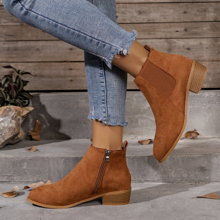 Damen Stiefeletten mit elegantem Reißverschluss und komfortablem Blockabsatz W&W Mode
