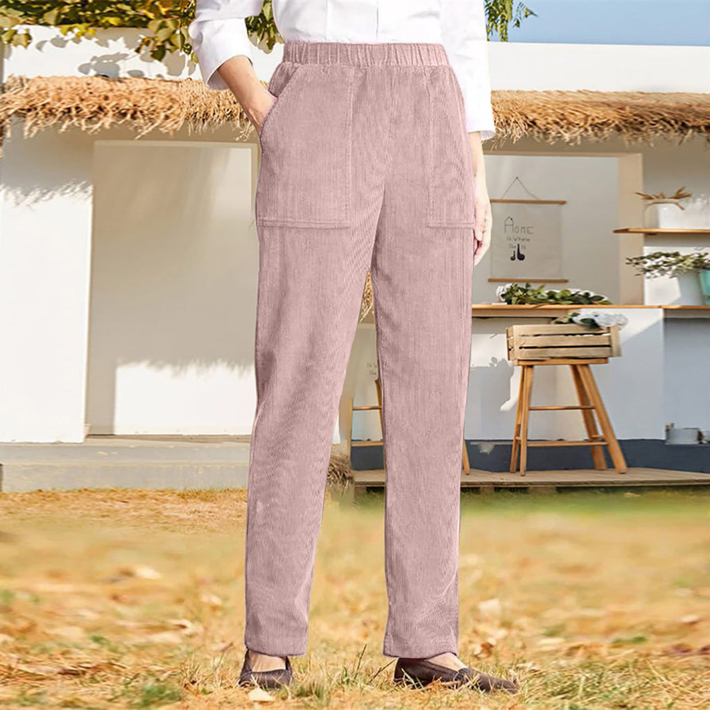 Damen lässige Cargo-Hose mit elastischem Bund und praktischen Taschen WW