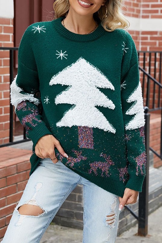 W&W Mode Plüsch Weihnachtsbaum Pullover Strickpullover