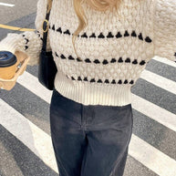 Damen Strickpullover mit strukturiertem Muster und hohem Kragen WW