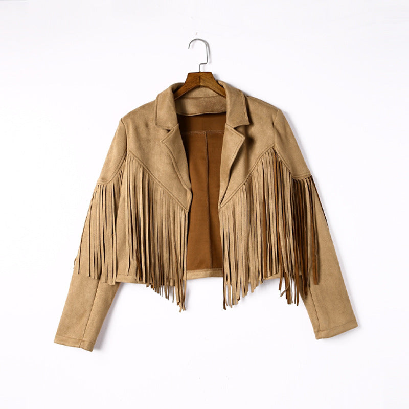 Damen Fransenjacke aus hochwertigem Suede-Mix WW