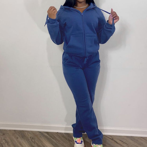 Damen sportliches Freizeitanzug mit praktischem Reißverschluss und elastischem Bund WW