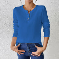 WW | Schlankmachendes Baumwoll-Leinen-Gefühl Langarm-Pullover-Shirt