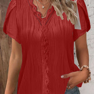 Damen spitzenbesetzte knopfleistenbluse WW