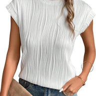 WW | Einfarbiges Rundhalsausschnitt Loose Kurzarm T-Shirt Top