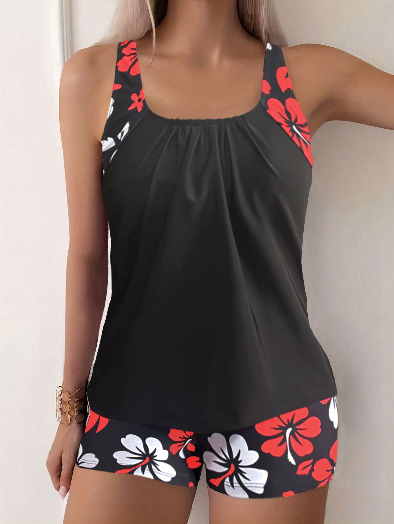 Damen Badeanzug-Set mit stilvollem Blumenmuster WW