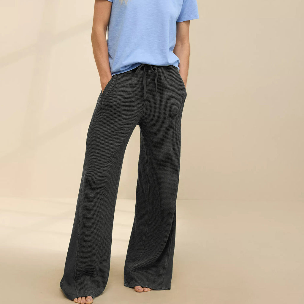Damen weite Bequeme Lounge-Hose mit elastischem Bund und Seitentaschen WW