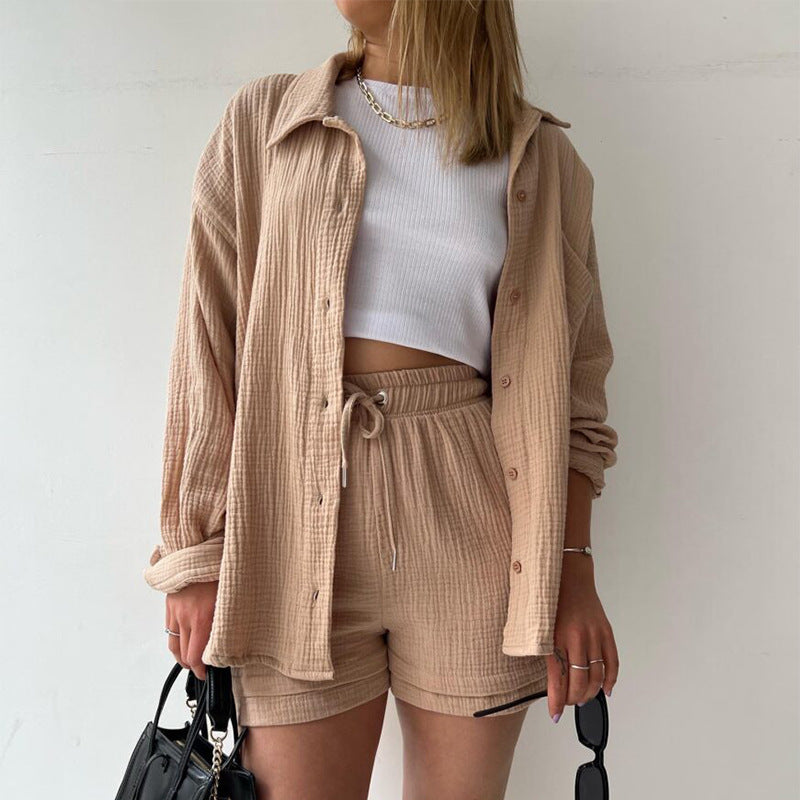 Damen lässiges Sommer-Outfit mit moderner Knopfleiste und elastischem Bund W&W Mode