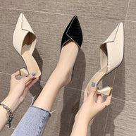 Damen elegante Mules mit spitzem Zehenbereich und schickem Glanz W&W