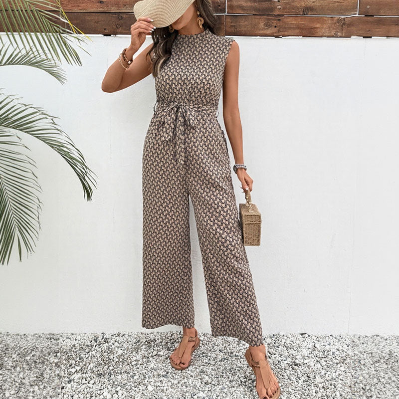 Damen Jumpsuit mit elegantem Knoten und floralem Design W&W Mode