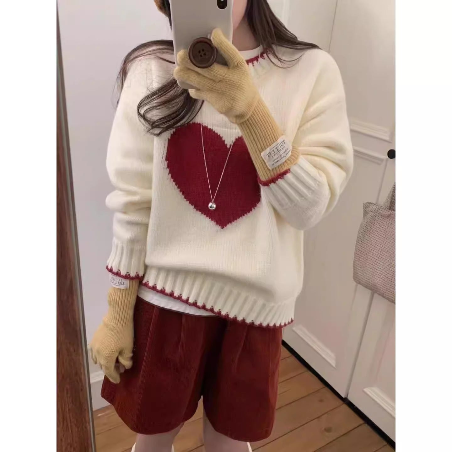 Damen angesagter Pullover mit Herzmotiv und lässigem Schnitt WW