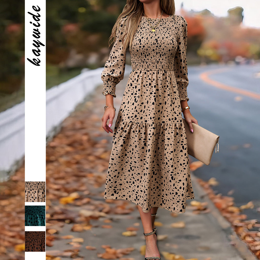 Damen Midi-Kleid mit gerafftem Oberteil und lässiger A-Linie WW