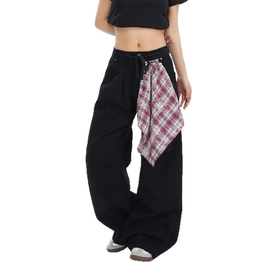 Damen Baggy Denim-Hose mit praktischem Tuch-Detail WW