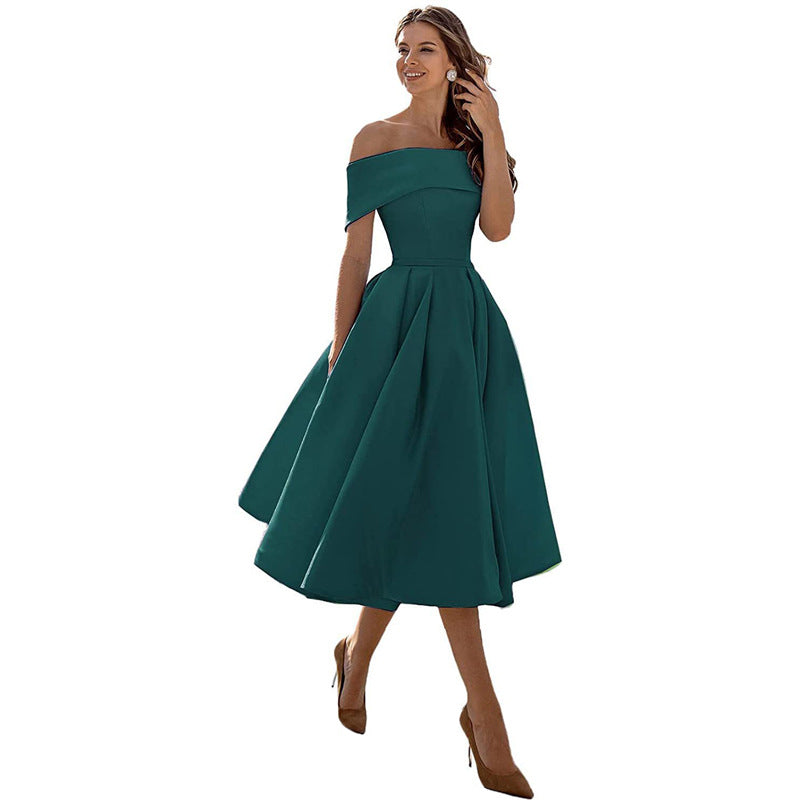 WW | Vielseitiges Trägerloses Satin-Kleid Für Partys