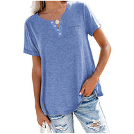 Damen Freizeit T-Shirt mit Knopfleiste und Brusttasche WW