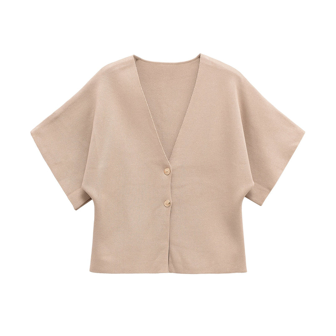 Damen leichte Strickjacke mit elegantem V-Ausschnitt und luxuriösen Knopfdetails W&W Mode