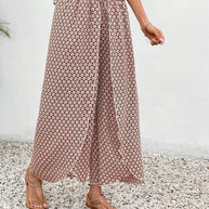 Damen weite Sommerhose mit elastischem Bund und floralem Design WW