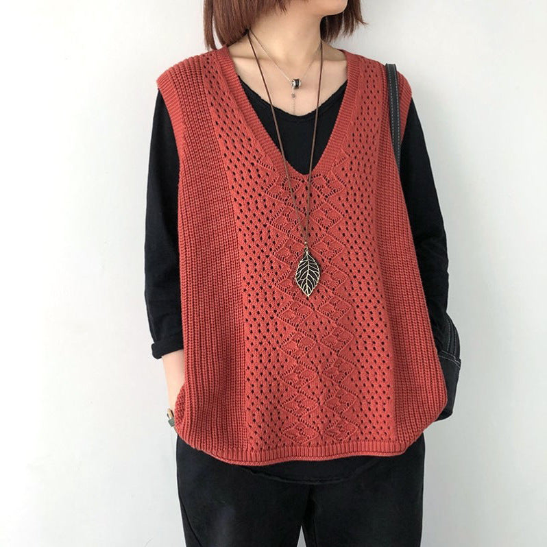 Damen Strickweste mit tiefem V-Ausschnitt und praktischen Taschen WW