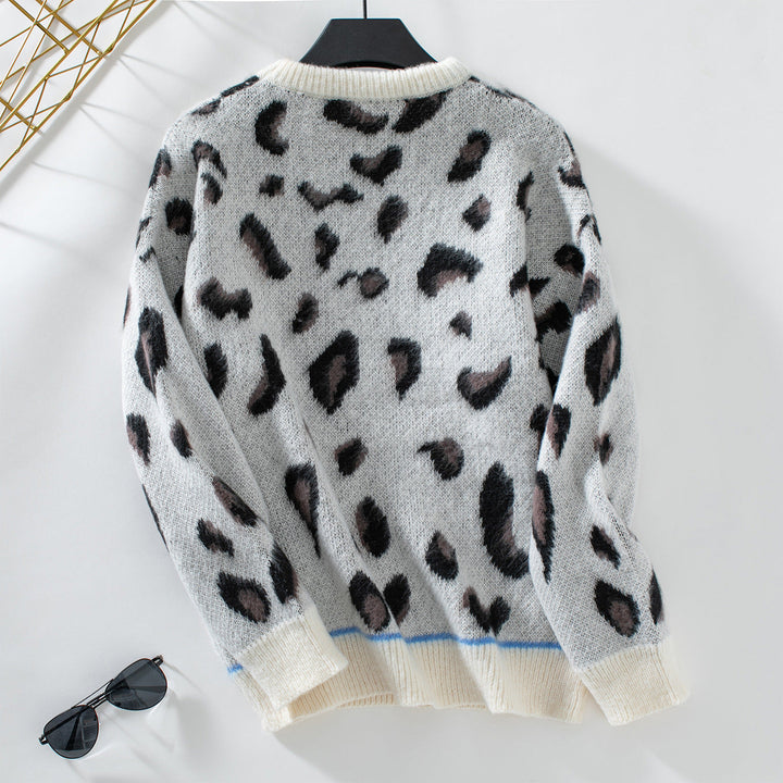 W&W Mode Leopard Jacquard-Fleece-Pullover