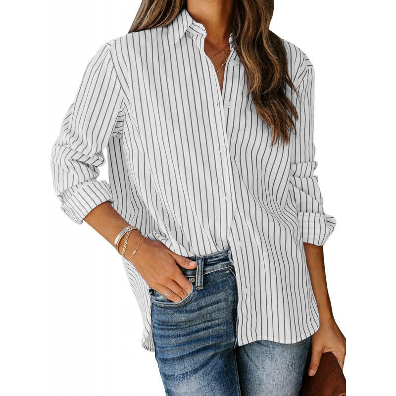 Damen Designermode gestreifte Bluse mit langen Ärmeln WW