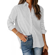 Damen Designermode gestreifte Bluse mit langen Ärmeln WW