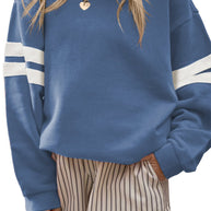 Damen Sportlicher Oversized Pullover mit Streifenakzenten und lässigem Schnitt WW