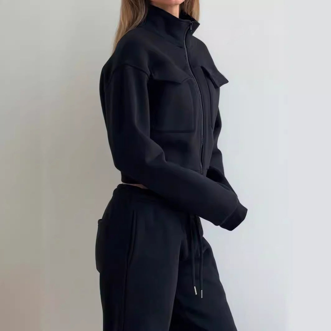 Damen Sportliches und modernes Fleece-Set mit Taschen WW