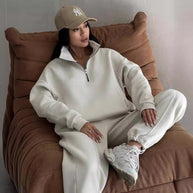 Damen Sportliches Fleece-Kombinationsset mit Stehkragen WW