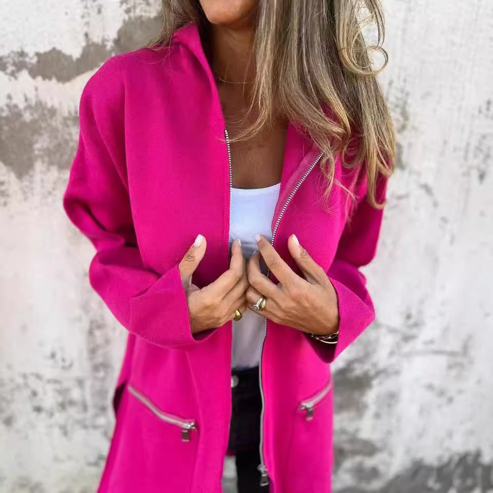 Damen stylische Gemütliche Jacke mit Kapuze W&W Mode