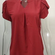 Damen Bluse mit eleganter V-Ausschnitt-Detail und leichten Puffärmeln WW
