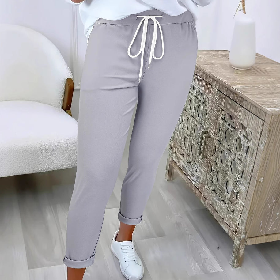 Damen Bequeme Freizeithose mit verstellbarem Taillenbund und lässigem Schnitt WW