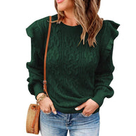 Damen Strickpullover mit Rüschendetails und strukturiertem Design WW