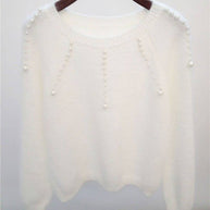 Damen stilvoller Pullover mit eleganten Perlenakzenten WW