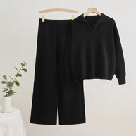 WW | Reverskragen Top und Kordelzug Weite Hose Set