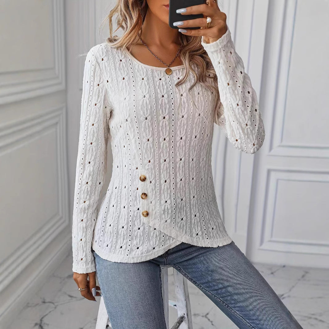 W&W Mode | Langarm Strickjacquard Knopfoberteil