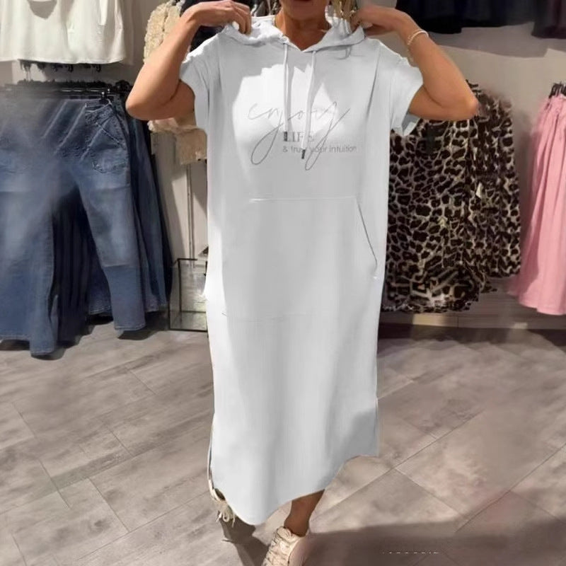 Damen Hoodie-Kleid mit praktischen Einschubtaschen und seitlichen Schlitzen WW