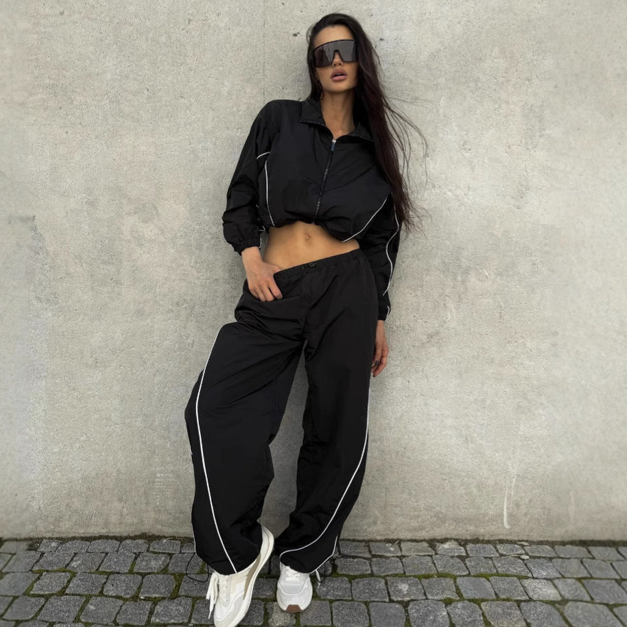 Damen Sportliche Windbreaker Jacke mit hohem Kragen WW