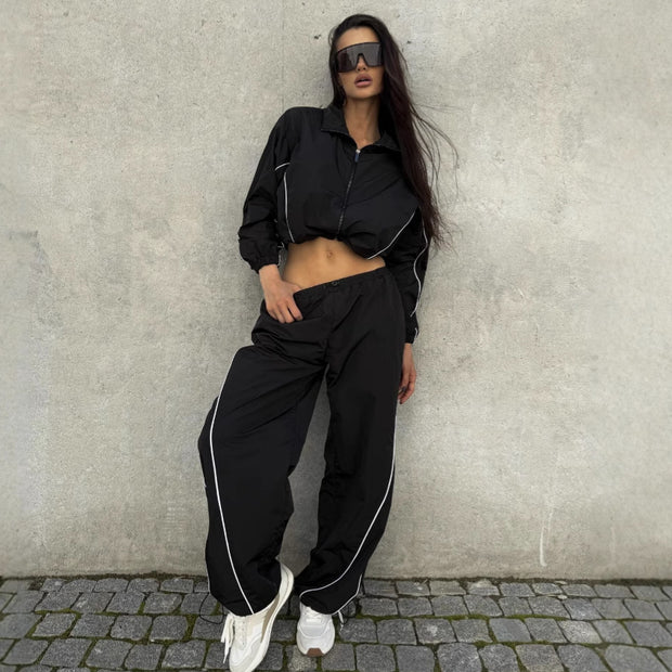 Damen Sportliche Windbreaker Jacke mit hohem Kragen WW