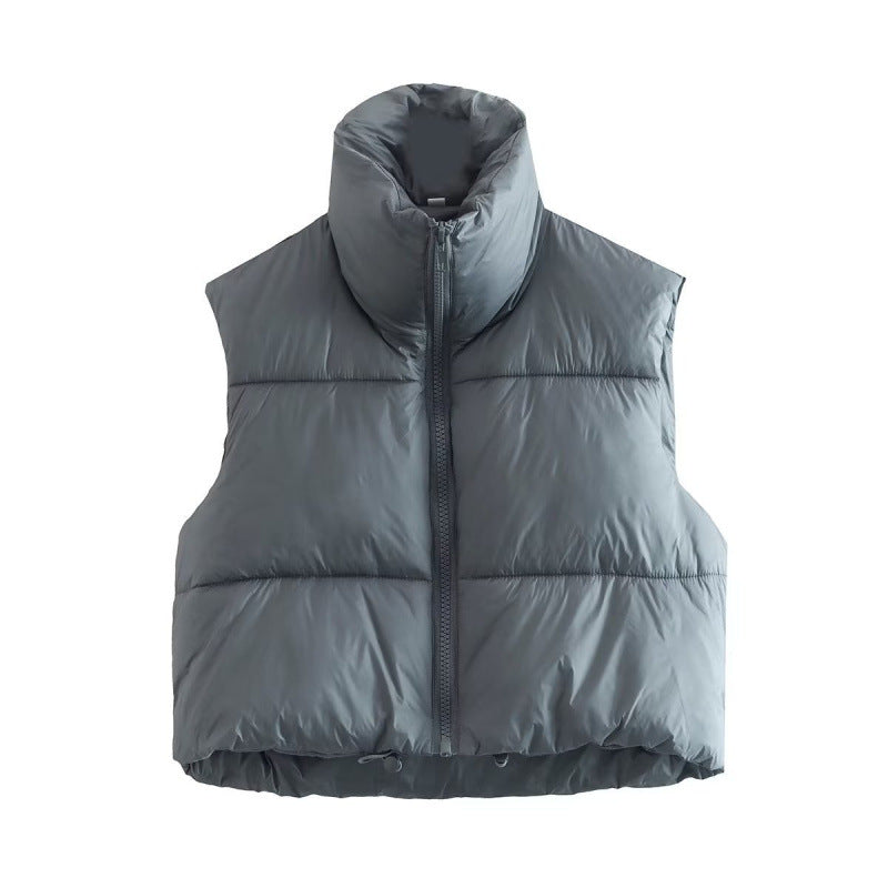 Damen Steppweste mit hohem Kragen und praktischen Taschen WW