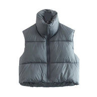 Damen Steppweste mit hohem Kragen und praktischen Taschen WW