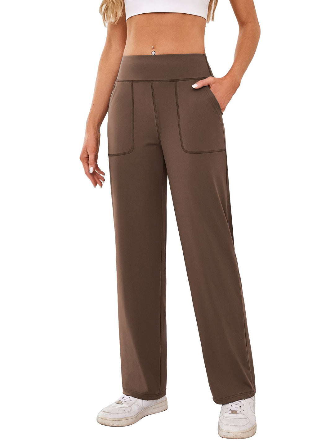 Damen bequeme Freizeithose mit seitlichen Taschen und elastischem Bund W&W Mode