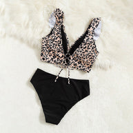 Damen Rüschentop mit Leopardenmuster WW