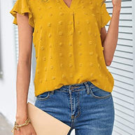 Damen Bluse mit dekorativem Spitzenbesatz und Knopfdetails WW