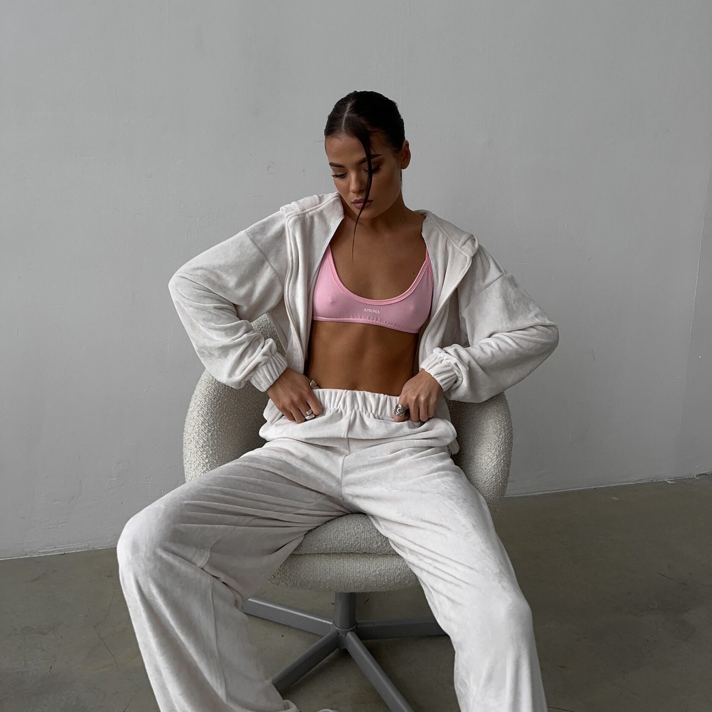 Damen Sportliches Velvet Loungewear-Set WW