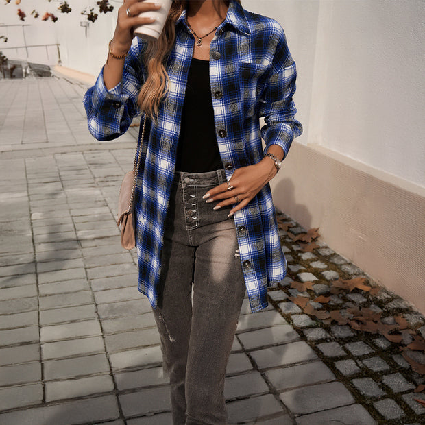 Damen Karierte Overshirt mit lässiger Passform und modernen Details WW