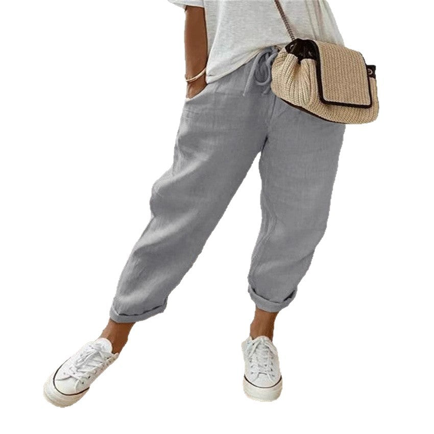 Damen Bequeme und lässige Chino-Hose mit elastischem Bund WW