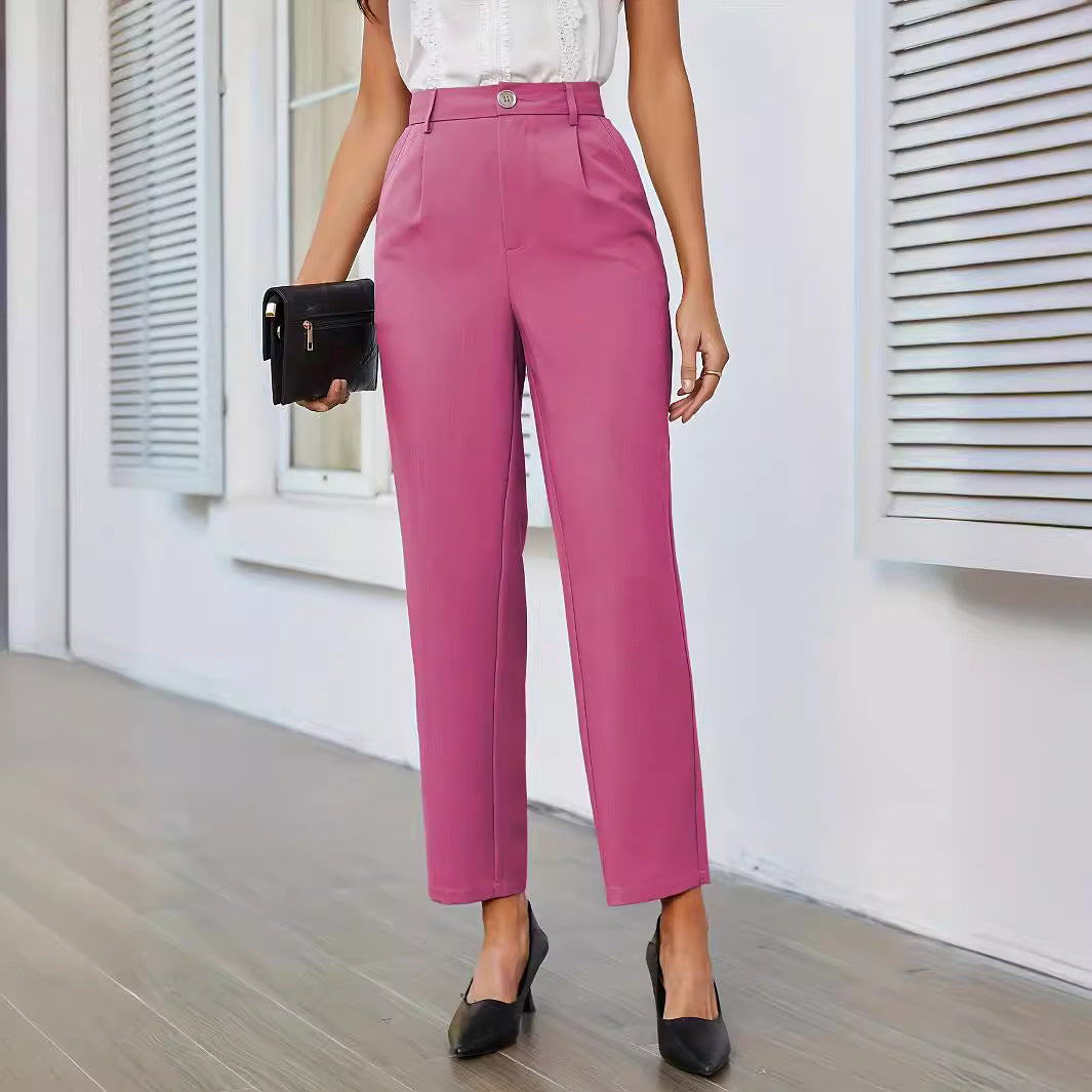 Damen Elegante Hochtaillierte Bundfaltenhose W&W Mode