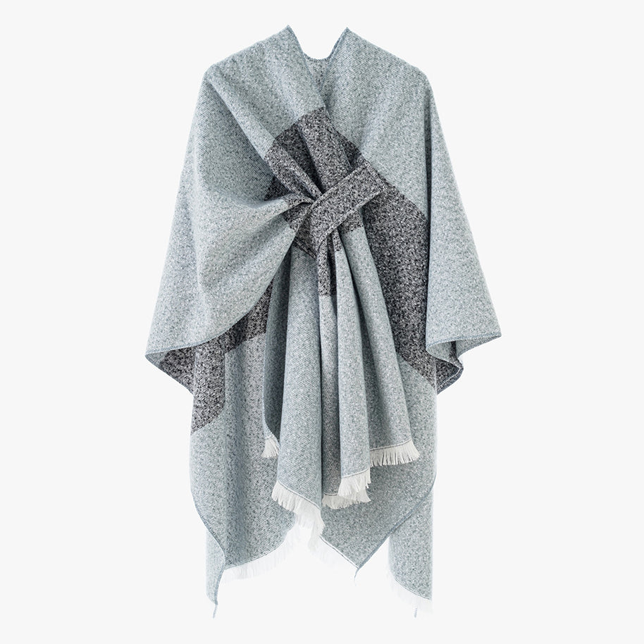 Damen Luxuriöser Oversize Poncho aus hochwertigem Mischgewebe WW