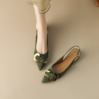 Damen Slingback Ballerinas mit eleganter Schnalle und spitzem Design WW