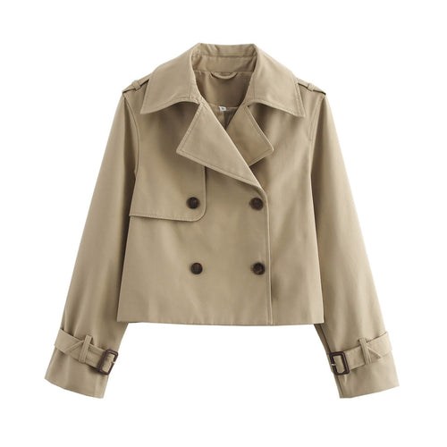 Damen Kurz Cropped Doppelreihige Trenchcoat WW